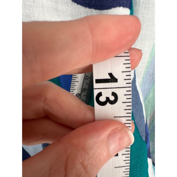 CC California Pants Womens Large Blue Floral Linen Wide Leg High Rise Pockets - Picture 7 of 7